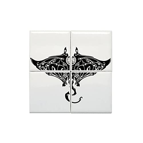 Carreaux céramique raie manta maori 20x20cm lot de 4 pour fresque murale