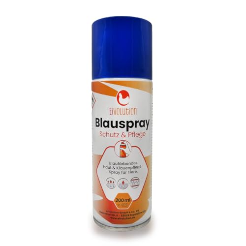 eivolution Blauspray für Hühner und Nutztiere, Wundspray zur Hautpflege mit Dexpanthenol und Oreganoöl, 200 ml