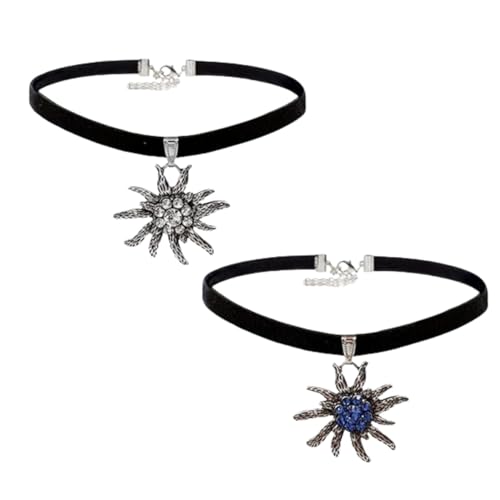 Lyivisk Trachtenkette mit Halsband Set in Weiß und Blau - Traditioneller Schmuck für Festkleidung und bayerische Tracht