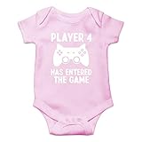 Player 4 Has Entered The Game - Funny Baby Essentials Bodysuit - Baby Clothes Newborn Romper (6 Months, Pink)