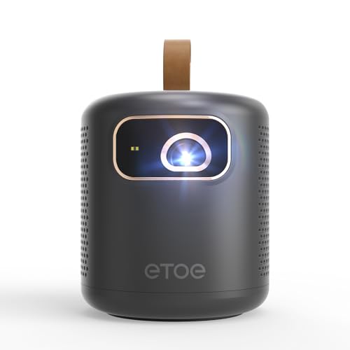 Mini Proiettore 4k Smart GTV, ETOE Dolphin Portatile Videoproiettore 500ANSI FHD 1080P WiFi Bluetooth, Batteria Incorporata 2.5H/Autofocus/Controllo Vocale/50% Zoom /10W Dolby Audio Proiettore Esterno