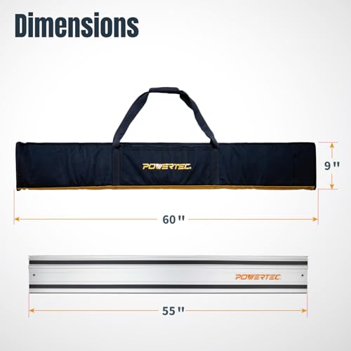 Image of POWERTEC 110 inch Track Saw Guide Rail Kit for Makita and Festool, Includes 2PK 55 inch Guide Rails, Protective Guide Rail Bag, 2PK Guide Rail Connectors, and 2PK Track Saw Clamps (71885)
