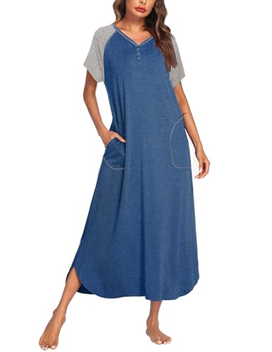Ekouaer Maxi Nightgown Lounge Dress Long...
