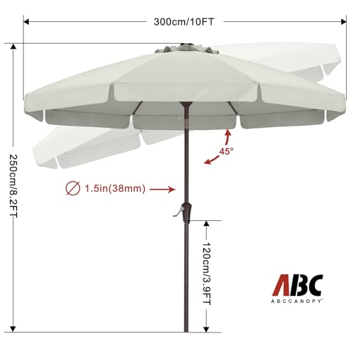Image of ABCCANOPY 10ft Scalloped Patio Umbrella, Outdoor Table Umbrella with Tilt and Crank, Fiberglass Ribs Deck Umbrella for Patio, Pool, Garden, Picnic (Light Beige)