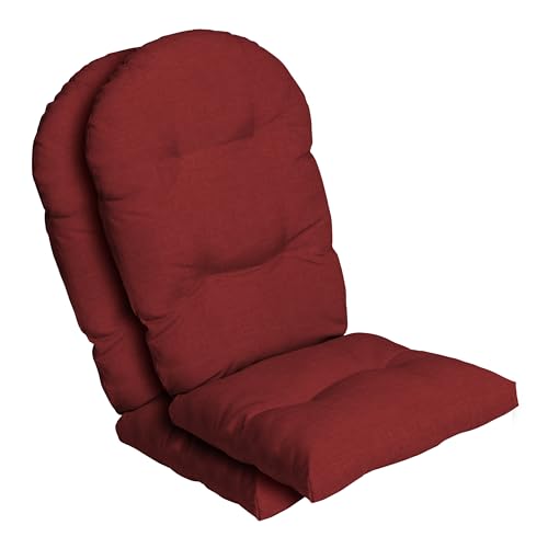 Arden Indoor/Outdoor Plush Modern Tufted Adirondack Cushion, 2-Pack, 21.5 x 19, Water Repellent, Rain Proof, Fade Resistant Cushion for Rocking Chair Or Adirondack Ruby Red Leala