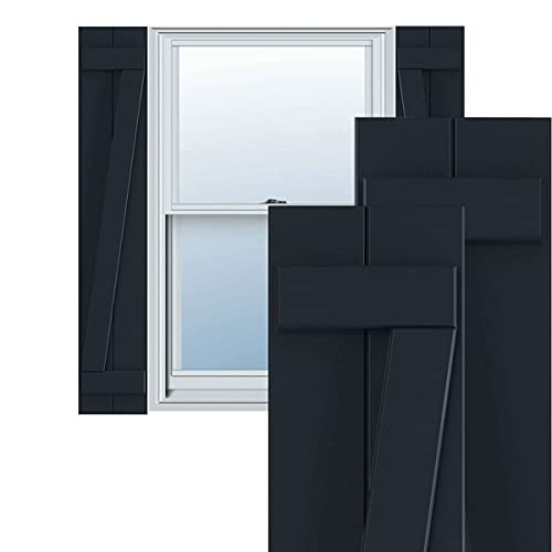 Ekena Millwork 10 3/4"W x 66"H True Fit PVC Two Board Joined Board-n-Batten Shutters w/Z-Bar, Starless Night Blue (Per Pair - Hardware Not Included)