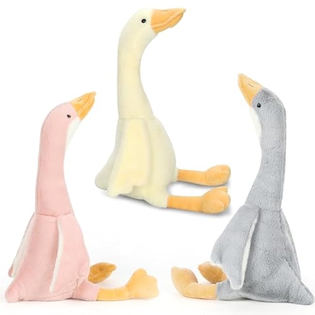 3pcs Goose Stuffed Animal Accessories - 15.7 Swan Stuffed Animal, Soft Smooth Goose Plush Toys, Cute Duck Stuffed Animal Toy, Goose Pillow Plush for Kids Boys Girls Sleeping Room Party Favors Gifts