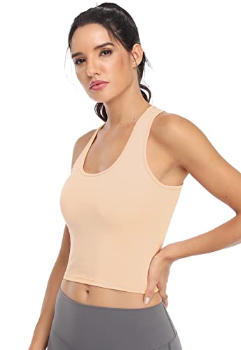 Image of Joviren Crop Tank Tops for Women Workout Cropped Athletic Shirts