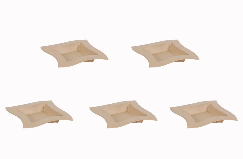 Décopatch AC768Cpack - Un Lot de 5 Supports en Papier brun mâché 19x19x3 cm, Plateau