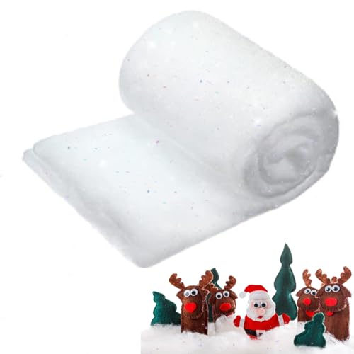CIYIN Manta de Nieve Navideña, Rollo de Manta de Nieve Decoración Navideña, Alfombra de Nieve Artificial, Esponjosa Manta Falsa Nieve para Decoración de Fondo de Aldea Navideña (2,6 x 7,8 pies)