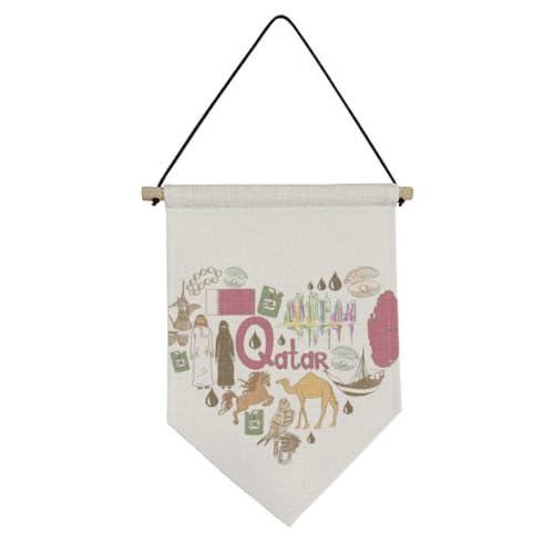 Drapeau du Qatar suspendu fanion toile cœur décoration murale