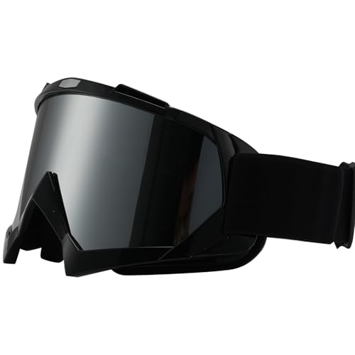 JUNXIBOUA Motocross-Brillen Premium-Motorradbrillen ATV-Motocross-Brillen beschlagfreie Brillen und UV-Schutzbrillen (Leuchtend schwarzer Rahmen + Gläser mit Quecksilber-Effekt)
