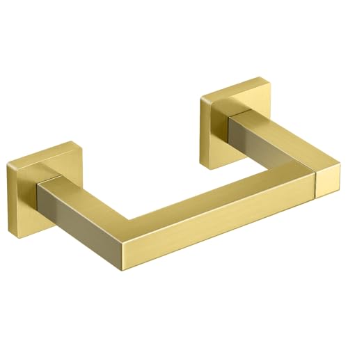 Image of FEILERN Toilet Paper Holder, Wall Mount Pivoting for Bathroom, Gold | Square Tissue Paper Holder, Stainless Steel, Double Post Pivoting, Commercial Toilet Paper Dispenser