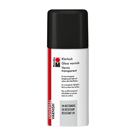 Marabu 23111006857 - Klarlack, UV - beständiges Lackspray für hochglänzende Optik, für nahezu alle Oberflächen, styroporfest, lichtecht, schnell trocknend, wetterfest, 150 ml, transparent Cover