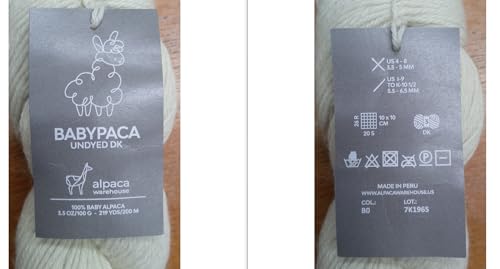 100% Baby Alpaca Yarn Wool Bare Yarn Wool Undyed 2 Hank Set (200 Grams) DK Weight - Made in Peru - Heavenly Soft and Perfect for Knitting and Crocheting (Ivory, DK Hank Undyed)