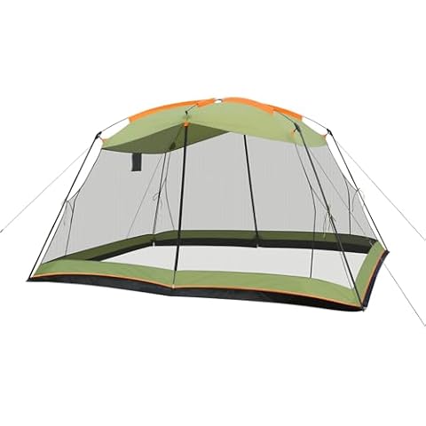 Hyper Venture Screen House 13x9 FT 4 Mesh Walls Canopy Tent Camping Gazebo Shelter for 6-8 People Outdoor Party Activities, Green Cover