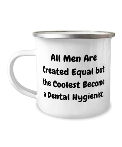 Funny Dental hygienist Gifts, All Men Are Created, Sarcastic Birthday 12oz Camper Mug Gifts For Colleagues From Team Leader, Dental hygienist gift ideas, Dental gifts for hygienists, Dental hygiene