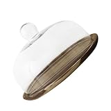 Cloche à gâteau en verre – un plateau en bois polyvalent pouvant servir à de multiples usages, couvercle transparent pour protéger des saletés, plat de service