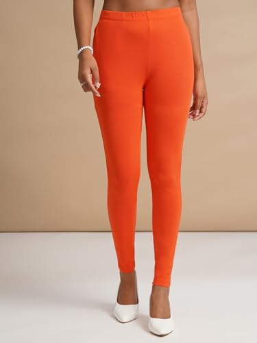 Image of ONE SKY Women Full Length Leggings | Cotton Modal Spandex Blend | High Waist Stretchable & Bio-Washed Fabric | Colour-Lock Technology | Comfortable Leggings for Women