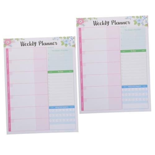 OSOLADY 2個 シンプル構造やすい破り取り式やることリストノート 冊 作業 学習用週間プランナー メモ帳 便利で実用的な備忘録