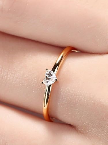 Womens Ring Small Heart Gold Color Elegant Stylish Jewelry Romantic Weddings Engagements2