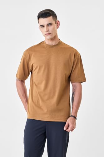Image of SNITCH Men Oversized Fit T-Shirt | Premium 100% Cotton Breathable Fabric & Smooth Texture | Minimalist Casual Wear T-Shirt with Drop Shoulder & Half Sleeves for Daily Use