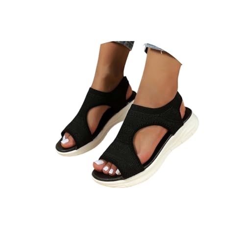 Yekdmxop Sandalias de mujer de verano cómodas ortopédicas zapatos ortopédicas punta abierta con cuña sandalia de verano antideslizante zapatillas malla transpirable planta ancha casual deportivas