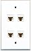 RiteAV - 4 Port Cat6 Female-Female Wall Plate White