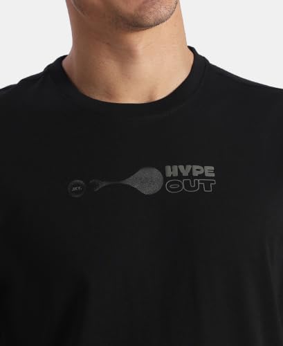 Image of Jockey 2718 Men Super Combed Cotton Rich Graphic Printed Round Neck Half Sleeve T-Shirt Black L