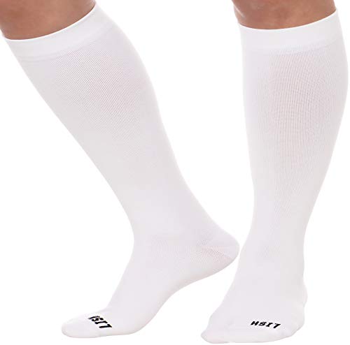 LISH Plain Jane Wide Calf Compression Socks - Graduated 15-25 mmHg Knee High