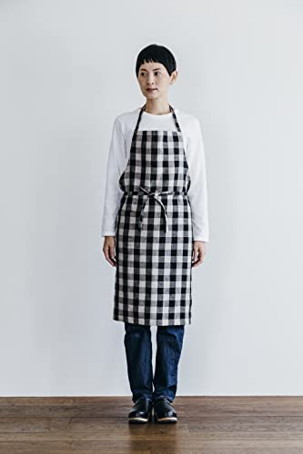 fog linen workフォグリネンワークリネンデイリーエプロン ブラックナチュラルチェック