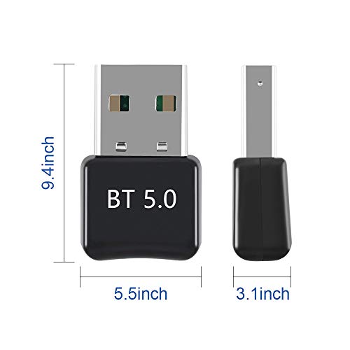 Maxesla Adattatore Bluetooth USB Bluetooth 5.0 Adattatore Plug And Play, 20M Bluetooth Trasmettitore e Ricevitore per Cuffie, Altoparlanti, Tastiera ect, Compatibile con Windows 10/8.1/8 / 7 / XP