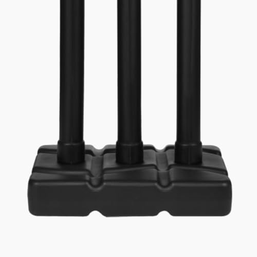 Image of DSC Plastic Cricket Stump Set | Color: Black | Size: Men | Material: Plastic | with 3 Stumps, 2 Bails and 1 Base | Durable | Lightweight and Portable | for Both Indoor and Outdoor use