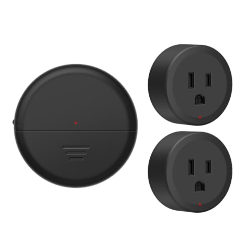 Greencycle Black Wireless Motion Sensor Outlet 2 Plugs,Auto On/Off Switch