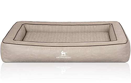 Knuffelwuff Orthopädisches Hundebett aus Laser gestepptem Kunstleder Montego M-L 85 x 65cm Grau