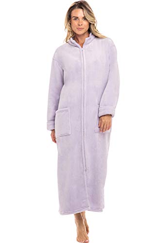 Image of Alexander Del Rossa Long Zip Up Robes, Plush Zipper Robes for Plus Size, Housecoats Zipper Front