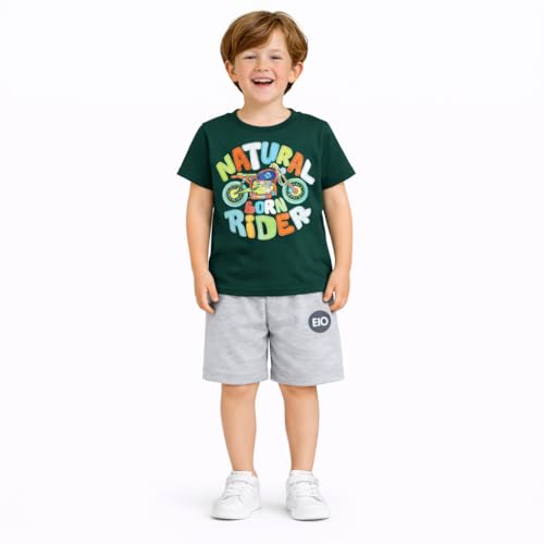 Image of EIO Boys Cotton Printed Dress Clothing Set Combo with Tshirts & Shorts-Pack 3