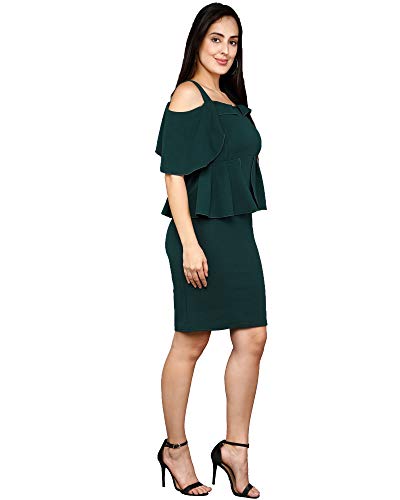 ADDYVERO Women's Solid Off Shoulder Bodycon Knee Length Dress - Image 3