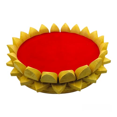 Image of Parth Pooja Wooden Lotus Kamal Aasan-Where god Resides, Made of ShriParni Wood for Keeping Maha Meru Shri Yantra (8 Inch)
