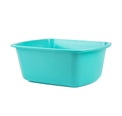 3 Pack Portable Rectangular Plastic Wash Basin, 6 Quarts with Graduations, Turquoise