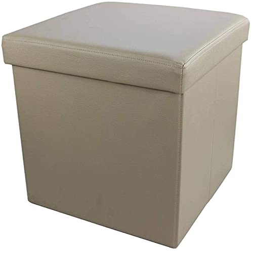 Repose-pieds pliant simili cuir gris foncé avec couvercle amovible et cube de rangement