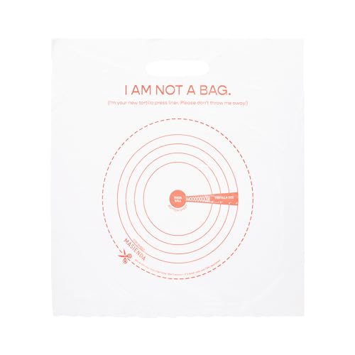 Tortilla Press Liners (Pack of 5) - Reusable Plastic Liners, Fits All Tortilla Presses, with Printed Tortilla Sizing Ruler