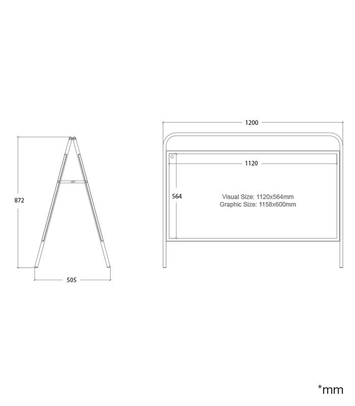 Caballete Publicitario Blanco, Soporte para Anuncios Doble Cara, Expositor para Publicidad, Valla Publicitaria