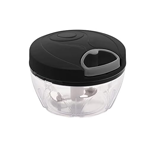 Mini Processador de Alimentos Manual em Plástico 3 Lâminas Preto e Cinza 12,5cm x 9cm - Lyor
