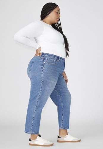 ELOQUII Women's Plus Size The Naomi Comfort Stretch Straight Leg Jean Crop2