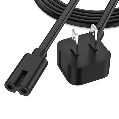 AGVEE 6.6ft Power Cord Compatible with JBL PartyBox 100 110 200 300 310 710 1000 On-The-Go Speaker Soundbar, 90 Degree Angled 18AWG ETL Listed 2-Prong Power Supply Replacemnt Cable, Black
