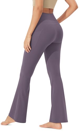 ODODOS Cloud Feeling Flared Pants with Pocket for Women High Waist Casual Bootcut Yoga Pants, 32