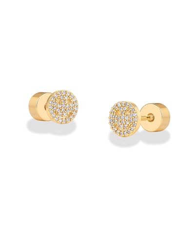 Image of PAVOI 14K Gold Plated Dainty Flat Back Earrings for Women, Piercing Studs