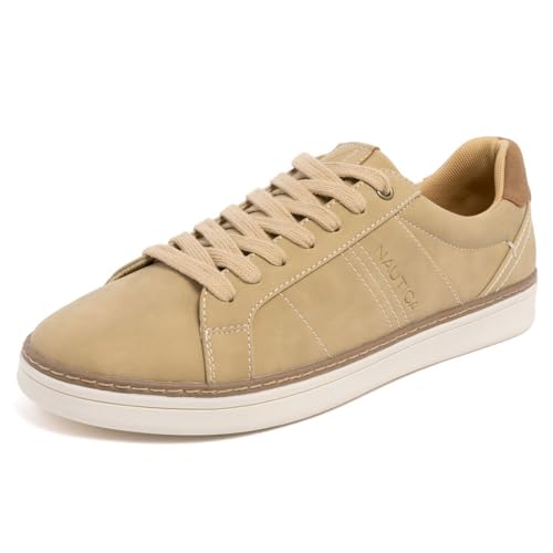 Image of Nautica Men’s Everyday Street Sneakers – Classic Low Trainers with Lace-Up Closure, Padded Insoles, and Flexible Grip Outsole - Kantor Sand Size-11