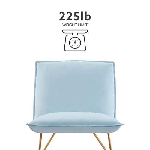 Linon Light Blue Velvet Gold Metal Base Mcallister Accent Chair #TOP2